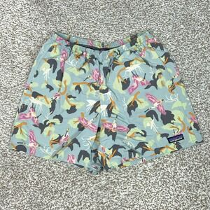 Patagonia Shorts Mens Small Blue Bird Print Baggies Swim Trunks Lined Quick Dry